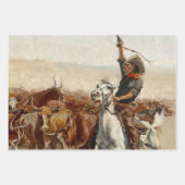 The Roundup Western Art von Frederic Remington Geschenkpapier Set (Vorderseite 3)