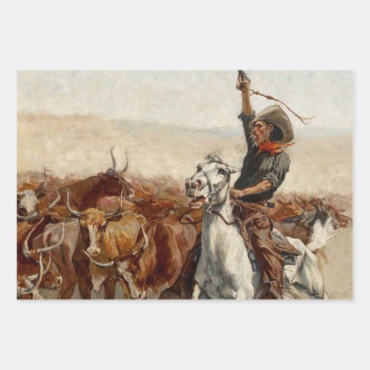 The Roundup Western Art von Frederic Remington Geschenkpapier Set (Vorderseite 2)