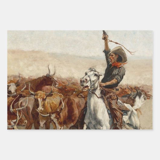 The Roundup Western Art von Frederic Remington Geschenkpapier Set (Vorderseite)