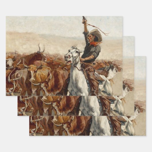 The Roundup Western Art von Frederic Remington Geschenkpapier Set (Set)