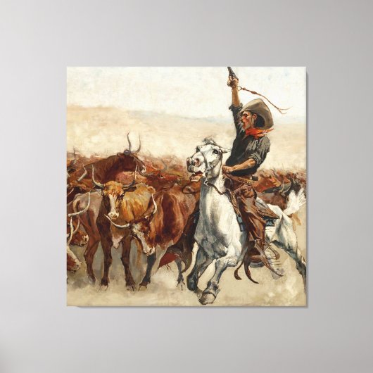 The Roundup Western Art von Frederic Remington Leinwanddruck (Vorderseite)