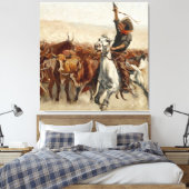 The Roundup Western Art von Frederic Remington Leinwanddruck (Insitu (Schlafzimmer))