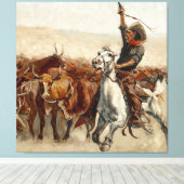 The Roundup Western Art von Frederic Remington Leinwanddruck (Insitu (Holzboden))