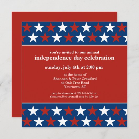 The Rows of Stars Independence Day Einladung (Vorne/Hinten)