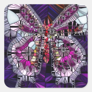 The Royal Butterfly Effect - Sapphire & Amethyst Quadratischer Aufkleber