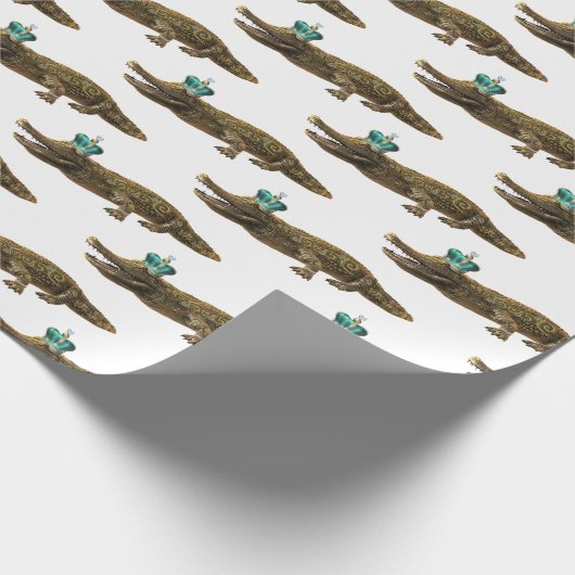 The Royal Croc - Fun Girly Modern Jewel Alligator Geschenkpapier (Ecke)