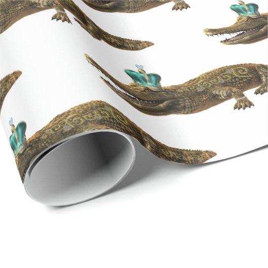 The Royal Croc - Fun Girly Modern Jewel Alligator Geschenkpapier (Rolleneckpunkt)