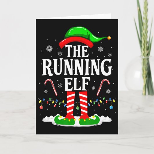The Running Elf Xmas Running Funny Runner Christma Karte (Vorderseite)