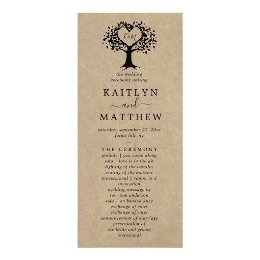 The Rustic Heart Tree Wedding Collection - Program Werbekarte (Vorne)