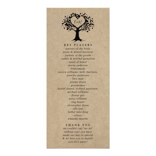 The Rustic Heart Tree Wedding Collection - Program Werbekarte (Hinten)