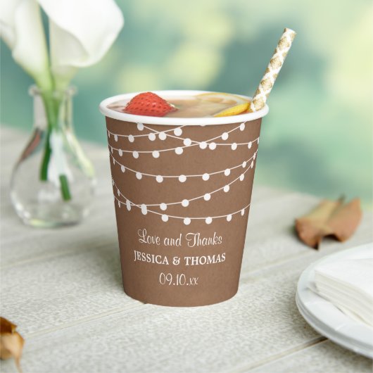 The Rustic Kraft String Lights Wedding Collection Pappbecher (In Situ)