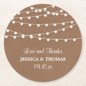 The Rustic Kraft String Lights Wedding Collection Runder Pappuntersetzer (Vorderseite)
