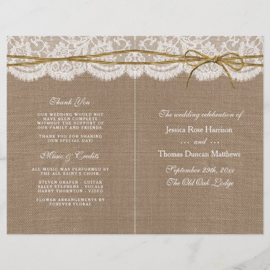 The Rustic Twine Bow Wedding Collection - Programm (Vorderseite)