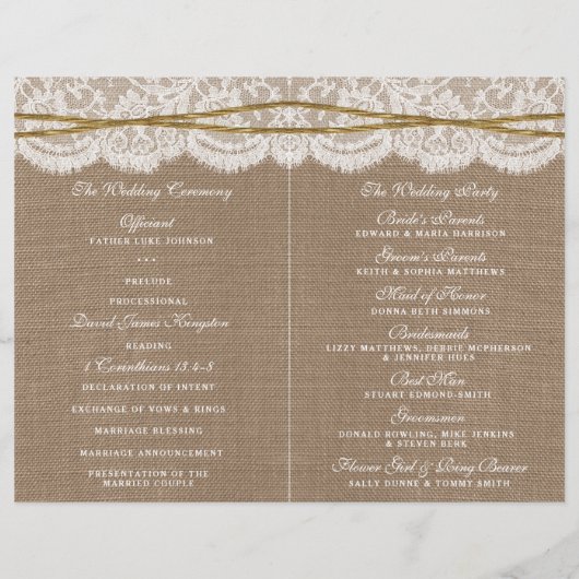 The Rustic Twine Bow Wedding Collection - Programm (Rückseite)