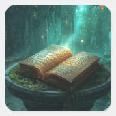 The Sacred Book of Moss and Magic Quadratischer Aufkleber (Vorderseite)