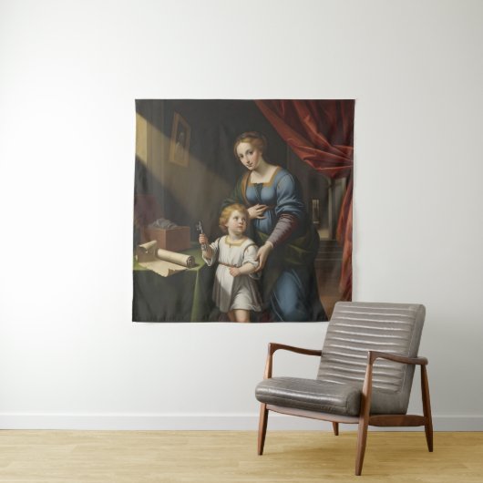 The Sacred Key's Secret: Renaissance Madonna & Ch Wandteppich (Beispiel)