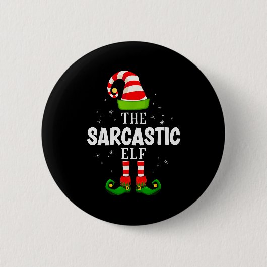 The Sarcastic Elf Christmas Pjs Matching Pajama Button (Vorderseite)
