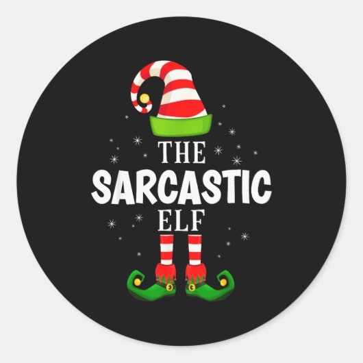 The Sarcastic Elf Christmas Pjs Matching Pajama Runder Aufkleber (Vorderseite)