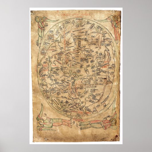 The Sawley Map Imago Mundi Honorius Augustodunensi Poster (Vorne)