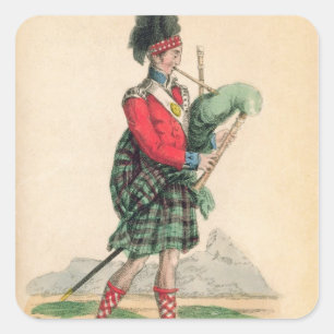 The Scotch Piper Quadratischer Aufkleber