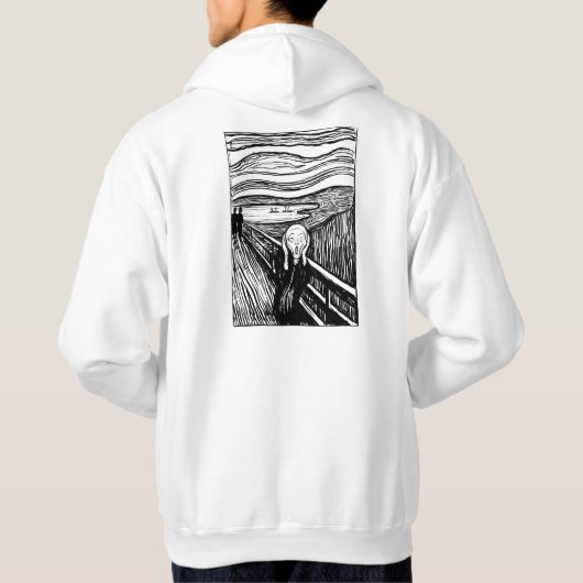The Scream by Munch – Black Line Art Personalized Hoodie (Rückseite)