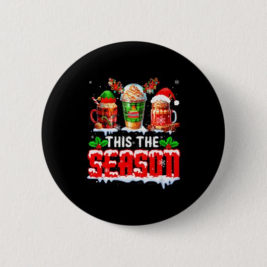 The Season Christmas Three Santa Reindeer Elf Coff Button (Vorderseite)