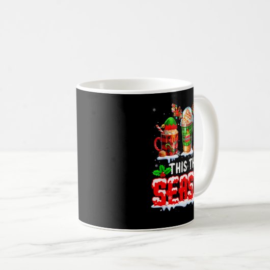 The Season Christmas Three Santa Reindeer Elf Coff Kaffeetasse (VorderseiteRechts)