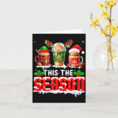 The Season Christmas Three Santa Reindeer Elf Coff Karte (Gelbe Blume)