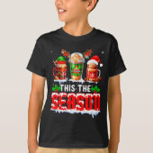 The Season Christmas Three Santa Reindeer Elf Coff T-Shirt (Vorderseite)