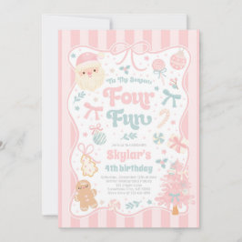 The Season Four Fun Christmas Bow 4th Birthday Einladung