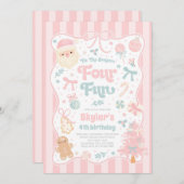 The Season Four Fun Christmas Bow 4th Birthday Einladung (Vorne/Hinten)