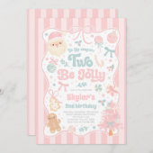 The Season Two Be Jolly Christmas Bow 2nd Birthday Einladung (Vorne/Hinten)