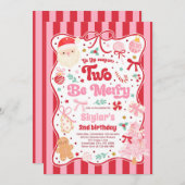 The Season Two Be Merry Christmas Bow 2nd Birthday Einladung (Vorne/Hinten)