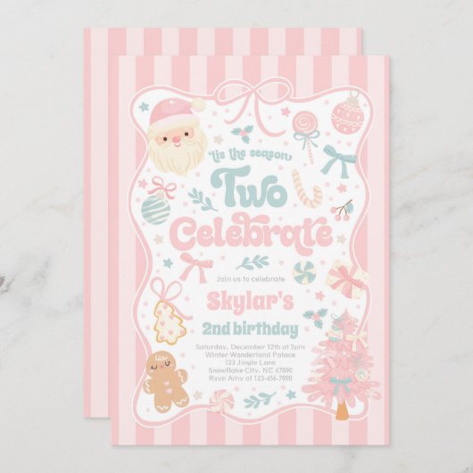 The Season Two Celebrate Christmas 2nd Birthday Einladung (Vorne/Hinten)