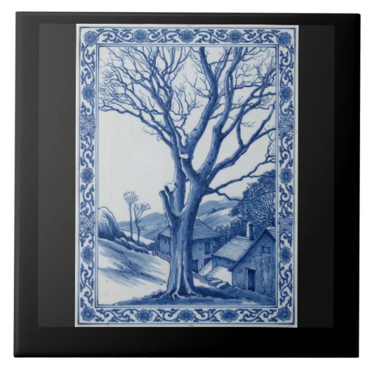 The Sentinel, Cornwall – Keramik-Kunst in Kobaltbl Fliese (Vorderseite)