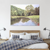 The Serene Waterway: Realistic River Landscape Oil Leinwanddruck (Insitu (Schlafzimmer))