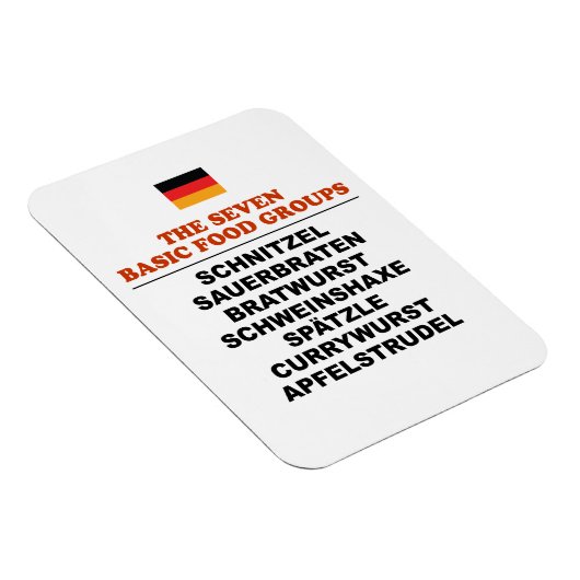 The Seven Basic Food Groups Funny German Magnet (Rechte Seite)