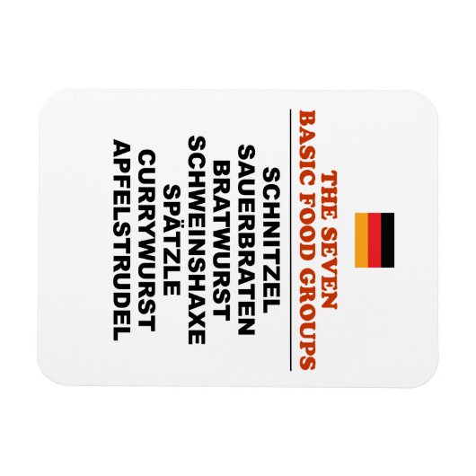The Seven Basic Food Groups Funny German Magnet (Horizontal)