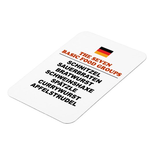 The Seven Basic Food Groups Funny German Magnet (Linke Seite)