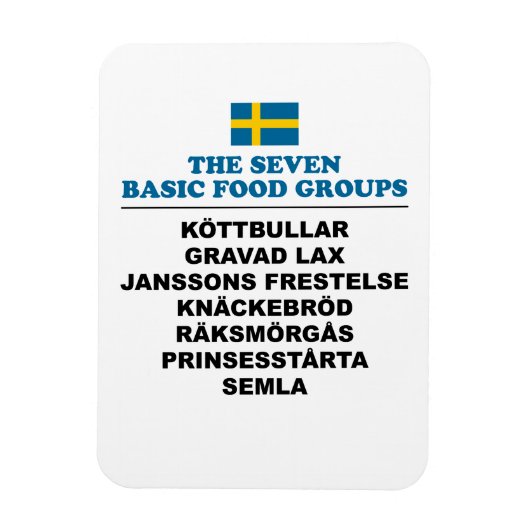 The Seven Basic Food Groups Funny Swedish Magnet (Vertikal)