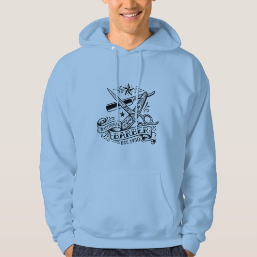 The Sharp Edge | Old-School Barber Flash Grafik T Hoodie (Vorderseite)