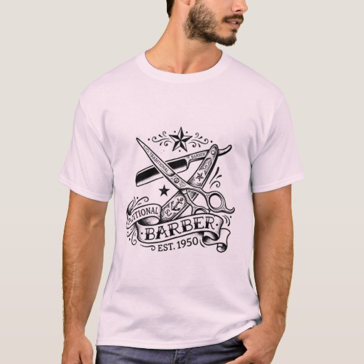 The Sharp Edge | Old-School Barber Flash Grafik T T-Shirt (Vorderseite)