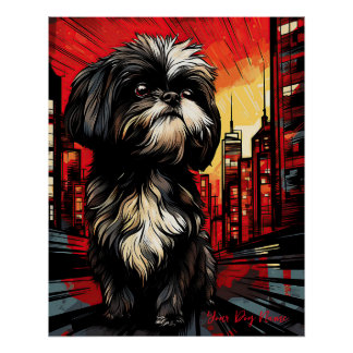 The Shih Tzu Dog, Red and Black 003 - Ulises Dalla Poster