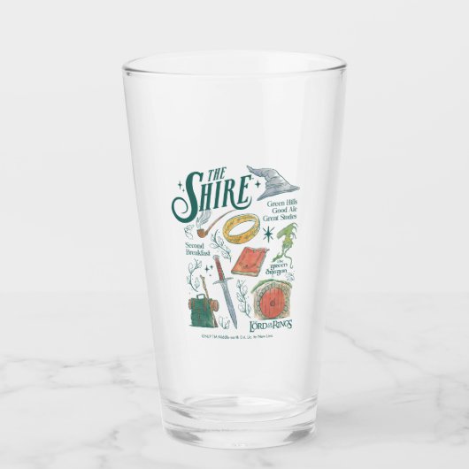 THE SHIRE™ Wasserfarben-Collage-Grafik Glas (Vorderseite)