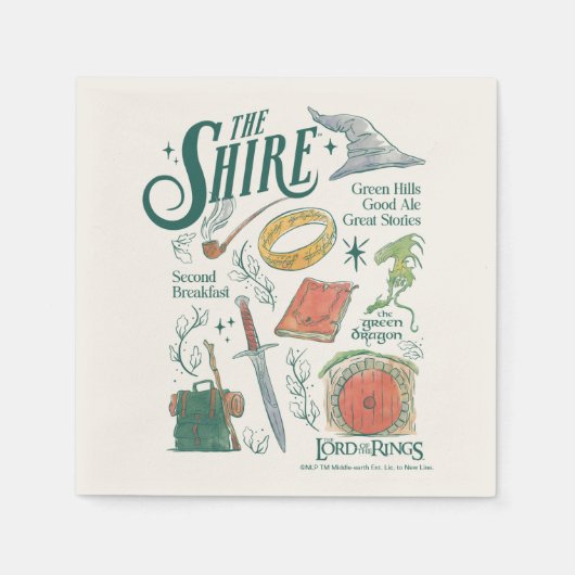 THE SHIRE™ Wasserfarben-Collage-Grafik Serviette (Vorderseite)