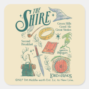 THE SHIRE™ Watercolor-Collage-Grafik Quadratischer Aufkleber