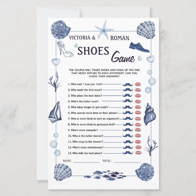 The Shoe Game Bridal Shower Nautical Wedding  (Vorderseite)