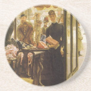 The Shop Girl von James Tissot, Viktorianische Kun Sandstein Untersetzer