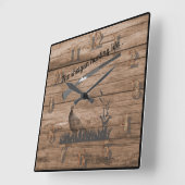 The Shotgun Pheasant Hunting Life in Grassy Meadow Quadratische Wanduhr (Winkel)