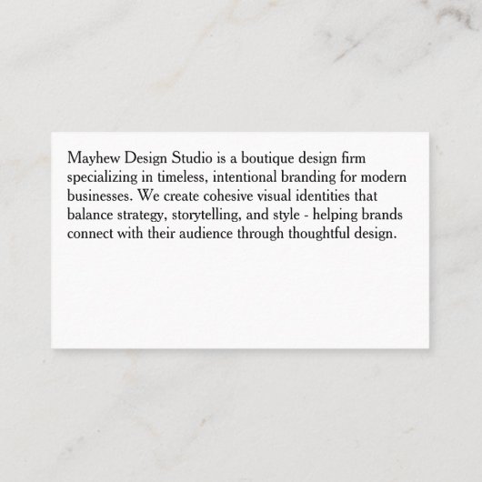 The Signature Script - Minimalist Business Card Visitenkarte (Rückseite)